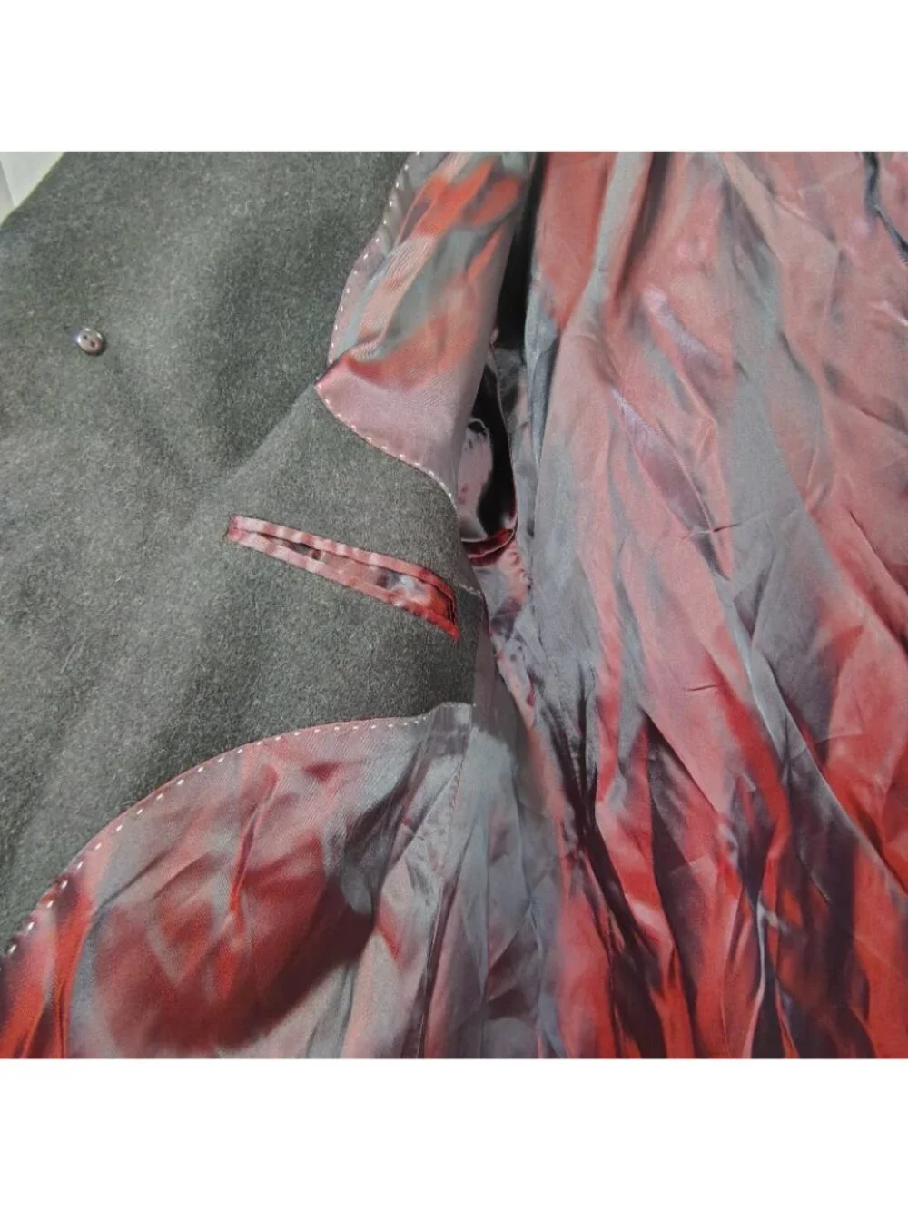 Afazzy New York Mens Size 44 Black Cashmere Blend Overcoat Button Down
